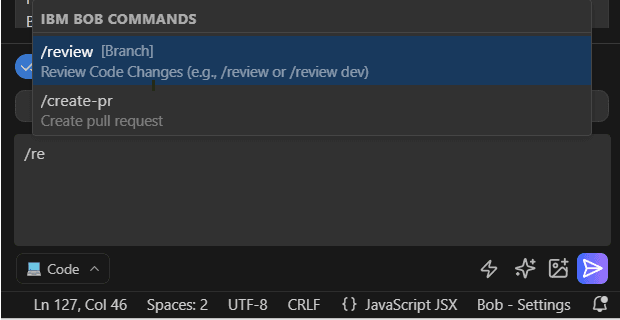 Screenshot showing /review command
