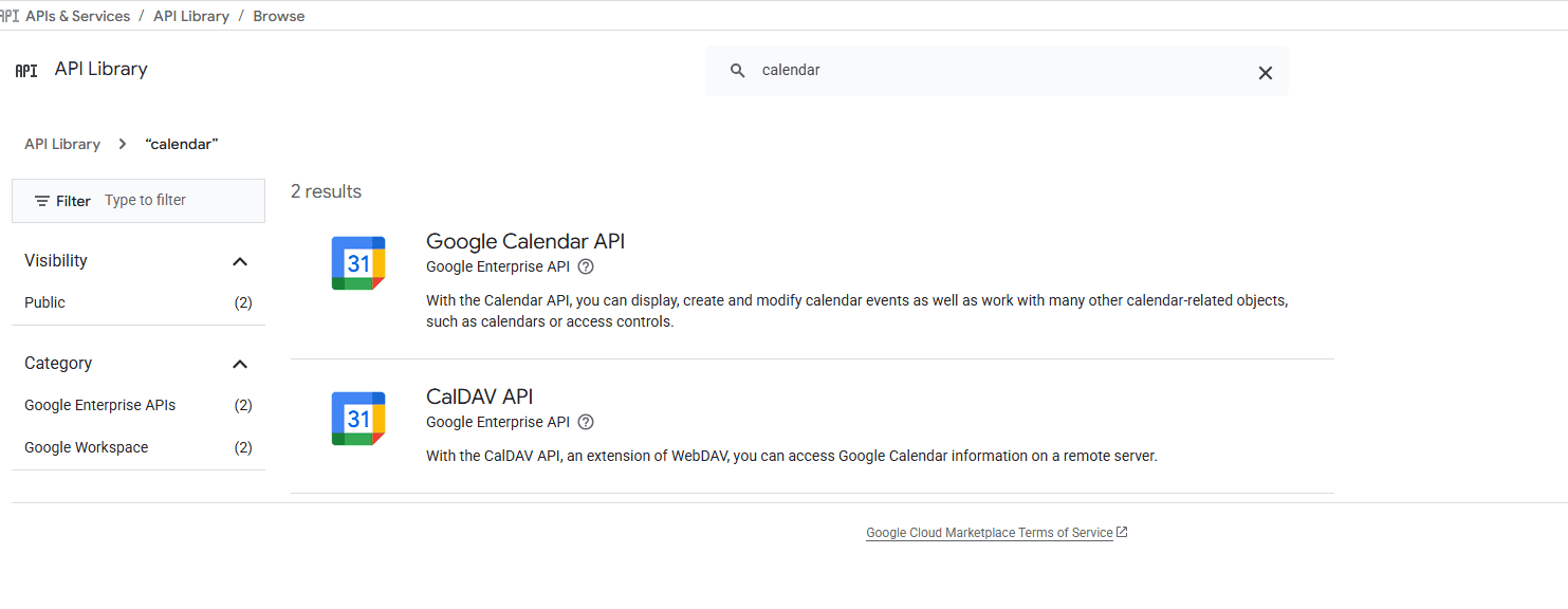 Gmail API in the Google Cloud API Library