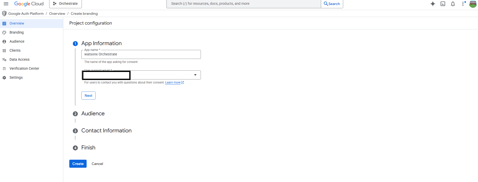 Credentials page with option to create OAuth client ID